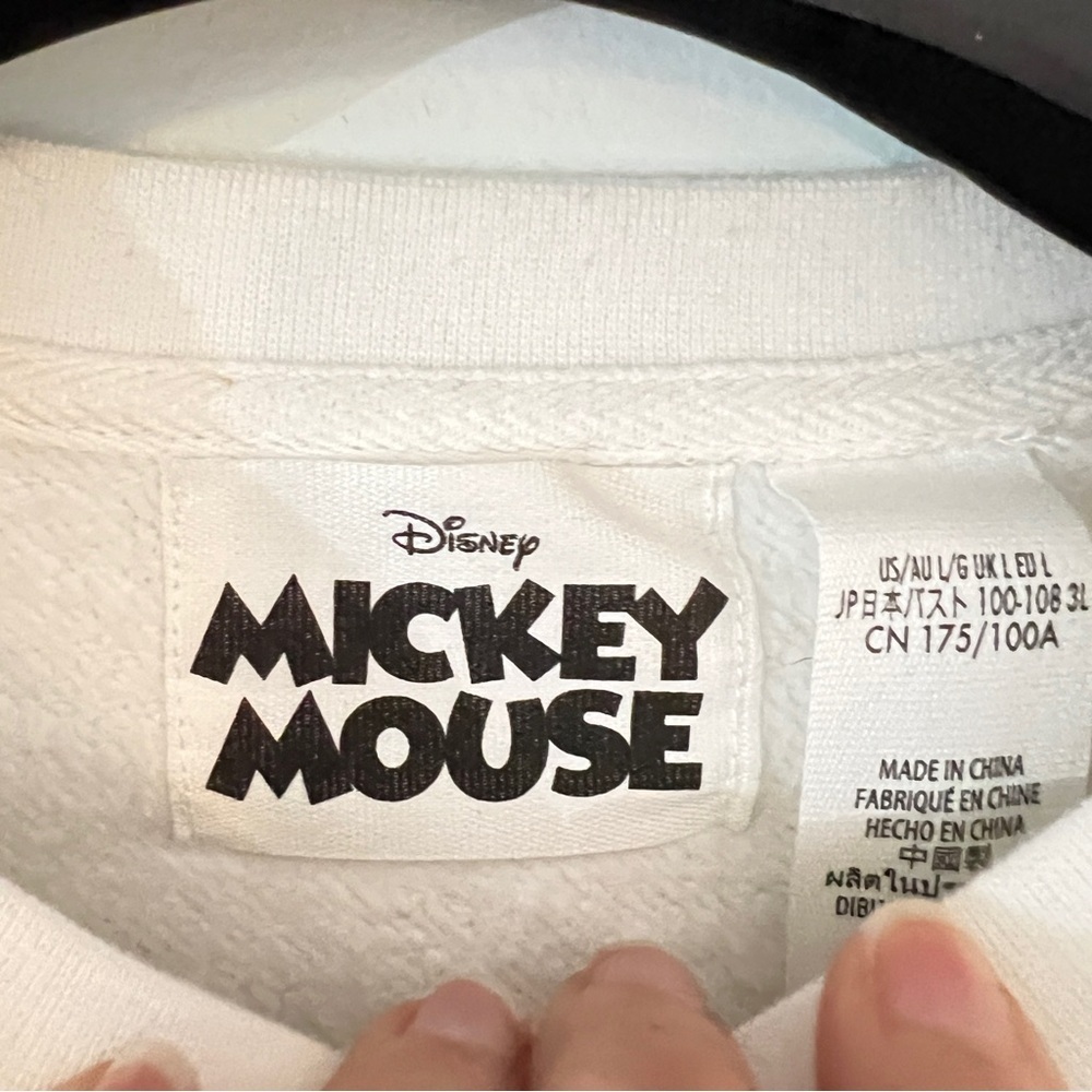 Disney White Crew Neck Sweater Hi-Lo Hem Mickey Mouse Graphic - Picture 7 of 11